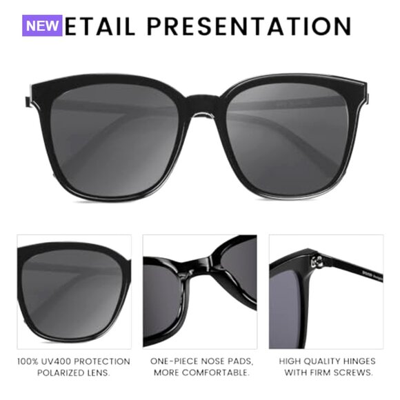 Oversized Polarized Sunglasses Retro Round Vintage Light Weight UV400